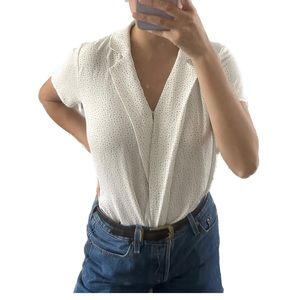 White Polka Dot Vince Canute Blouse